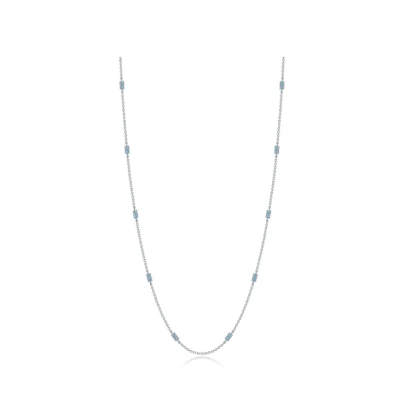 0.6 CTW Blue Topaz Adjustable Station Necklace