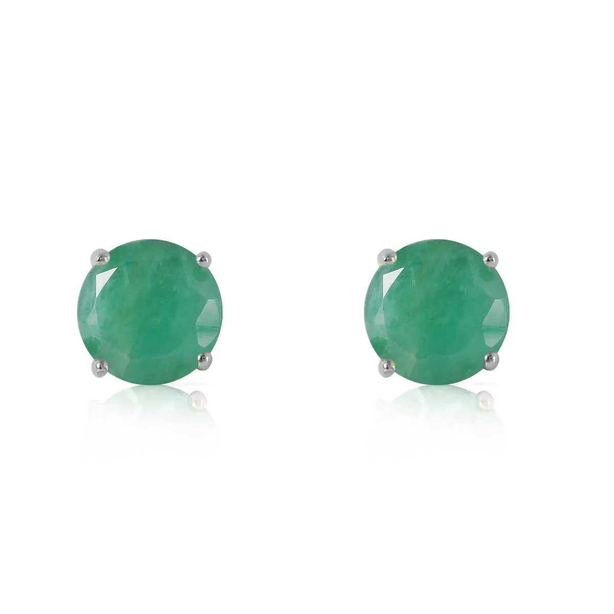 0.95 Carat 14K Solid White Gold Fortress Of Love Emerald Earrings