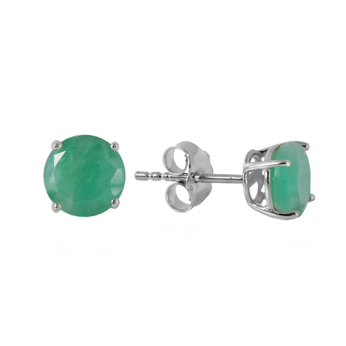 0.95 Carat 14K Solid White Gold Fortress Of Love Emerald Earrings