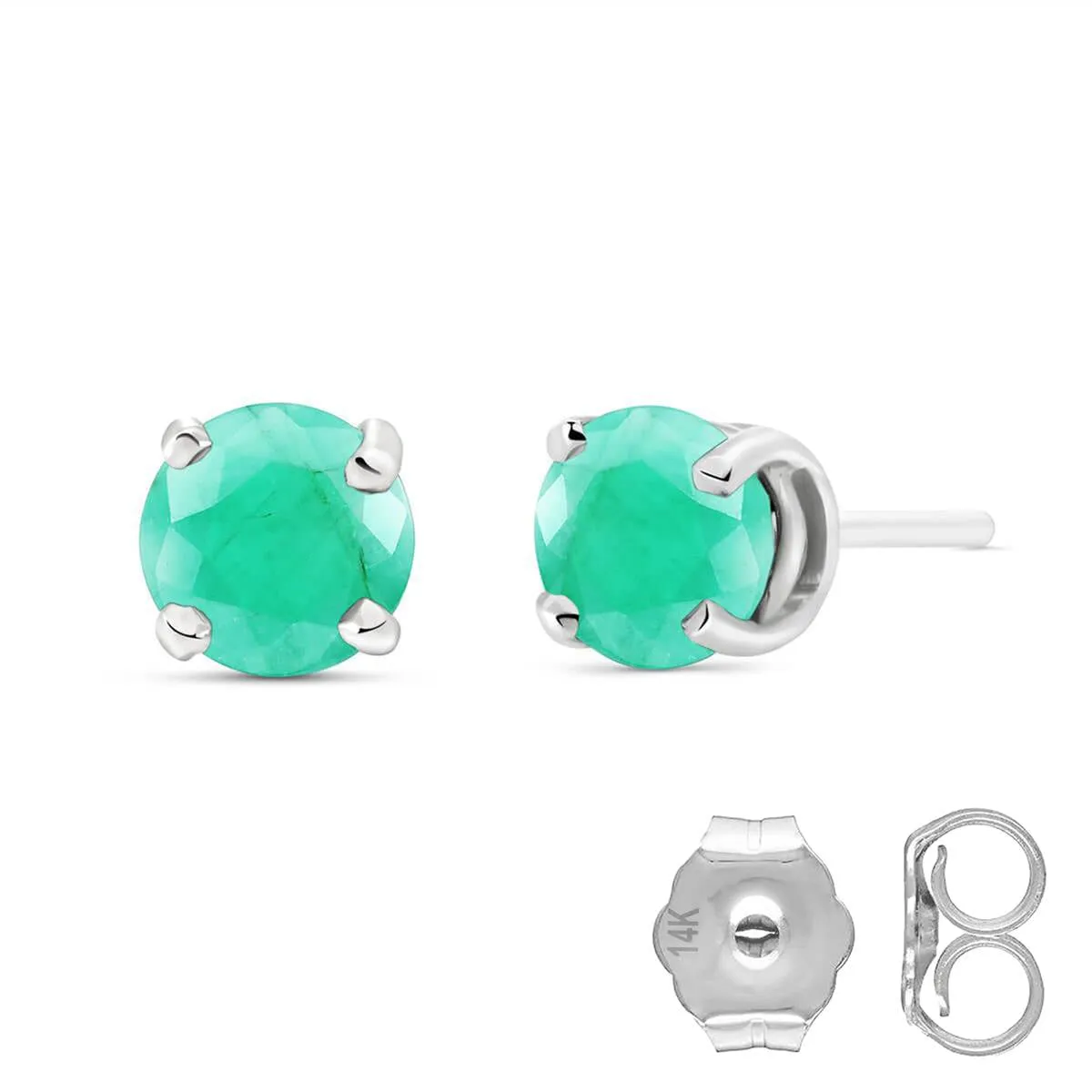 0.95 Carat 14K Solid White Gold Fortress Of Love Emerald Earrings