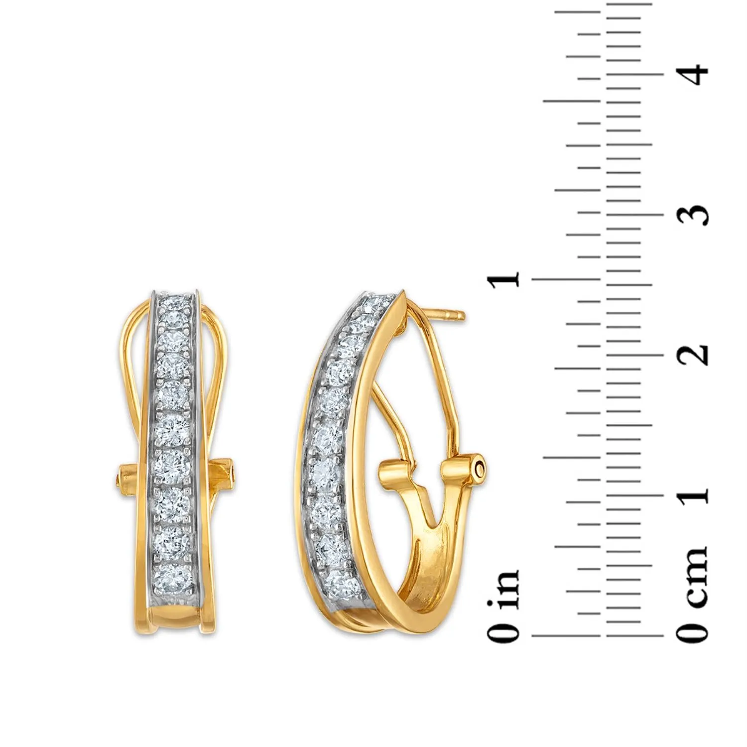 1 CTW Diamond Hoop Earrings in 10KT Yellow Gold