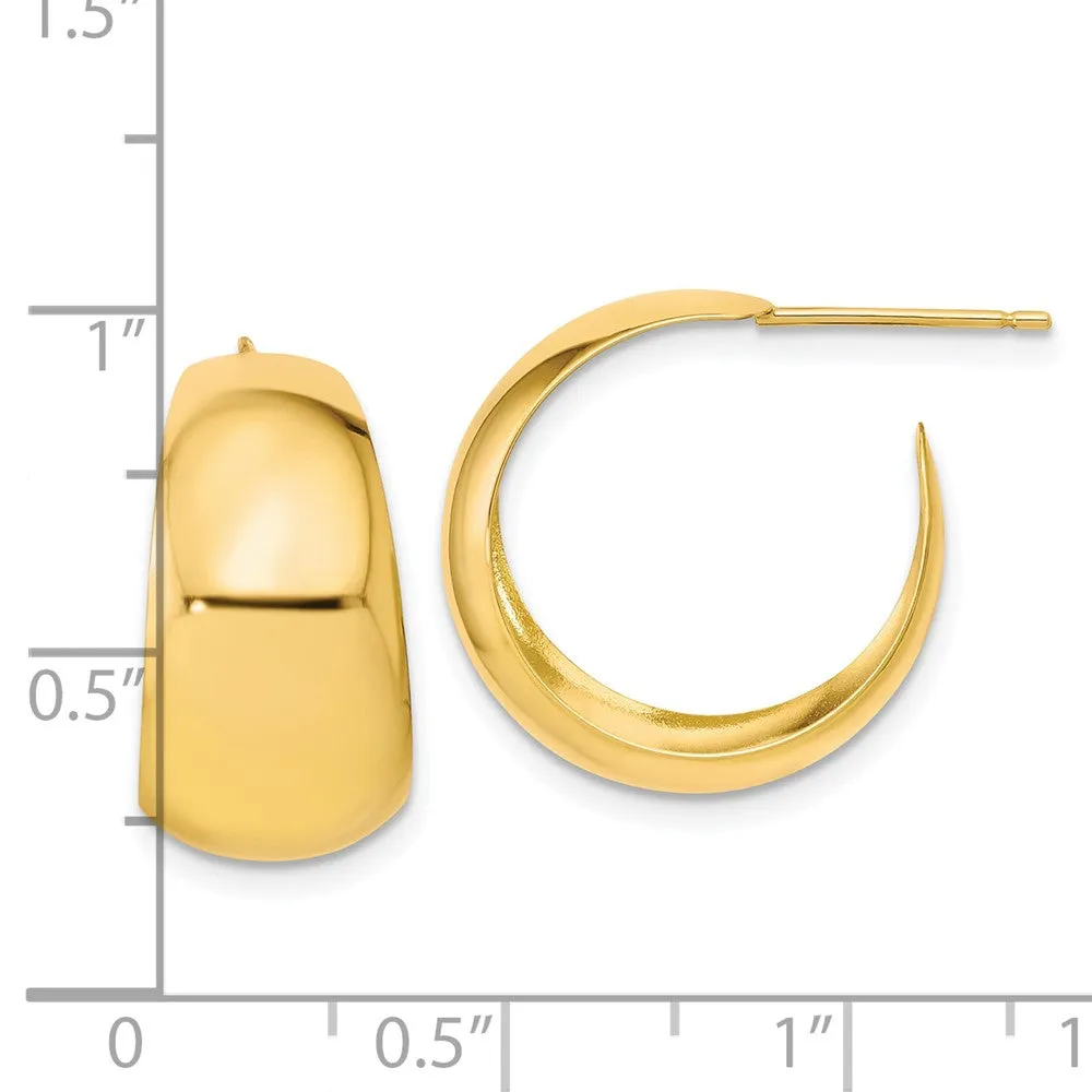 10KT Yellow Gold 18.5X10MM Half Hoop Earrings