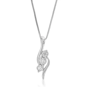 1/10 cttw Lab Grown Diamond Pendant Necklace .925 Sterling Silver For Women 1/5 Inch With 18 Inch Chain