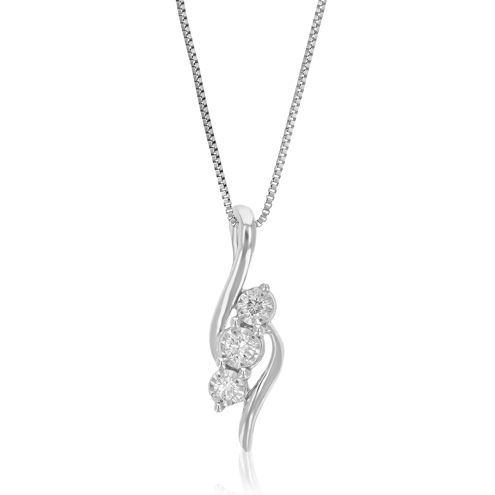 1/10 cttw Lab Grown Diamond Pendant Necklace .925 Sterling Silver For Women 1/5 Inch With 18 Inch Chain