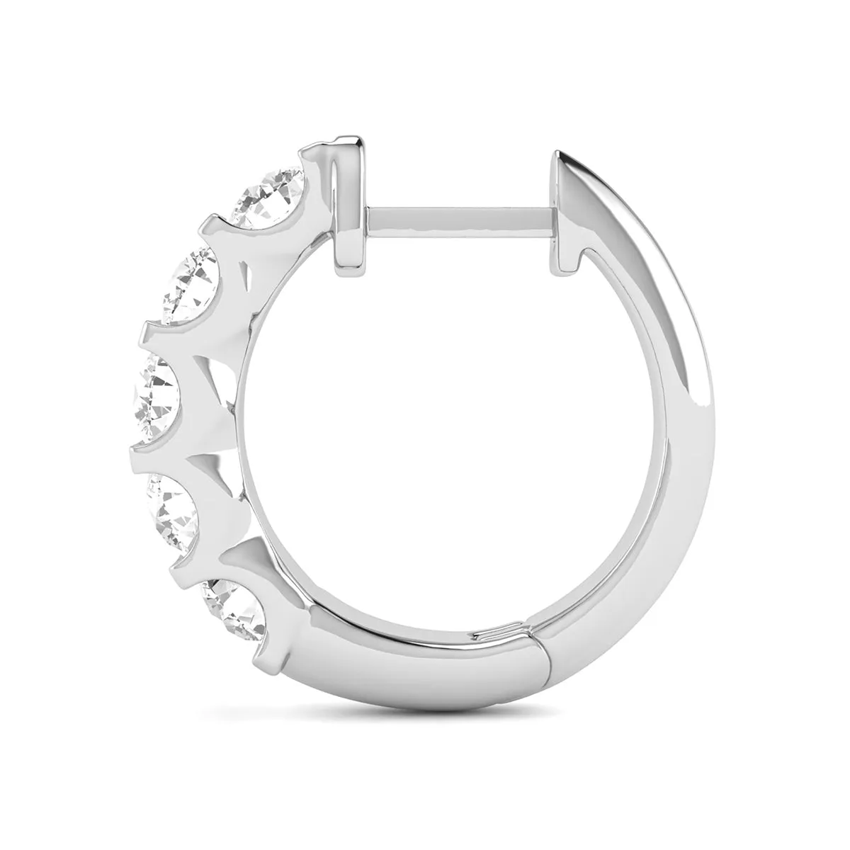 1/2 Carat Tw Natural Channel Set Diamond Hoop Earrings In 14K White Gold