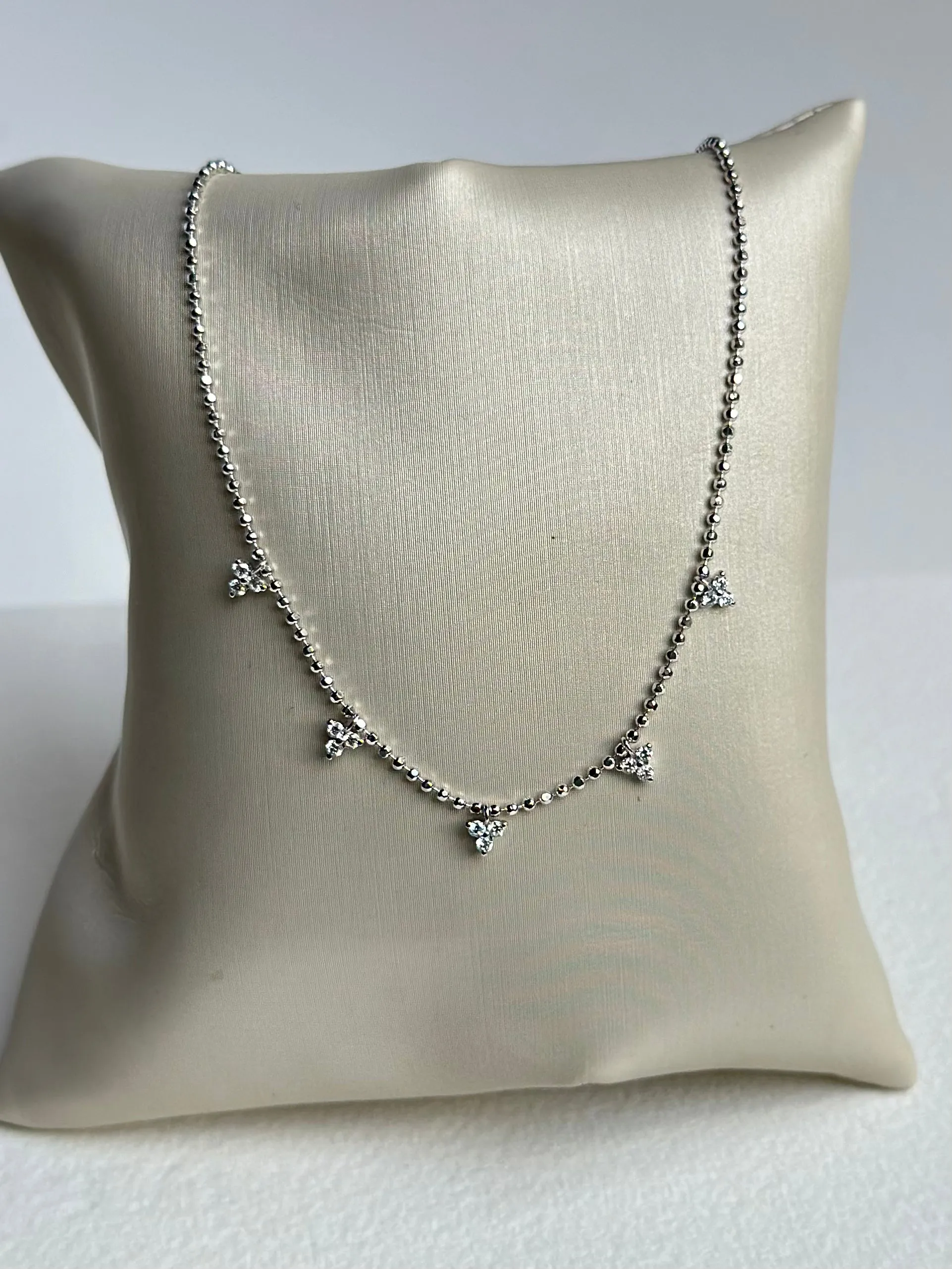 14K Diamond Trio Ball Chain Necklace