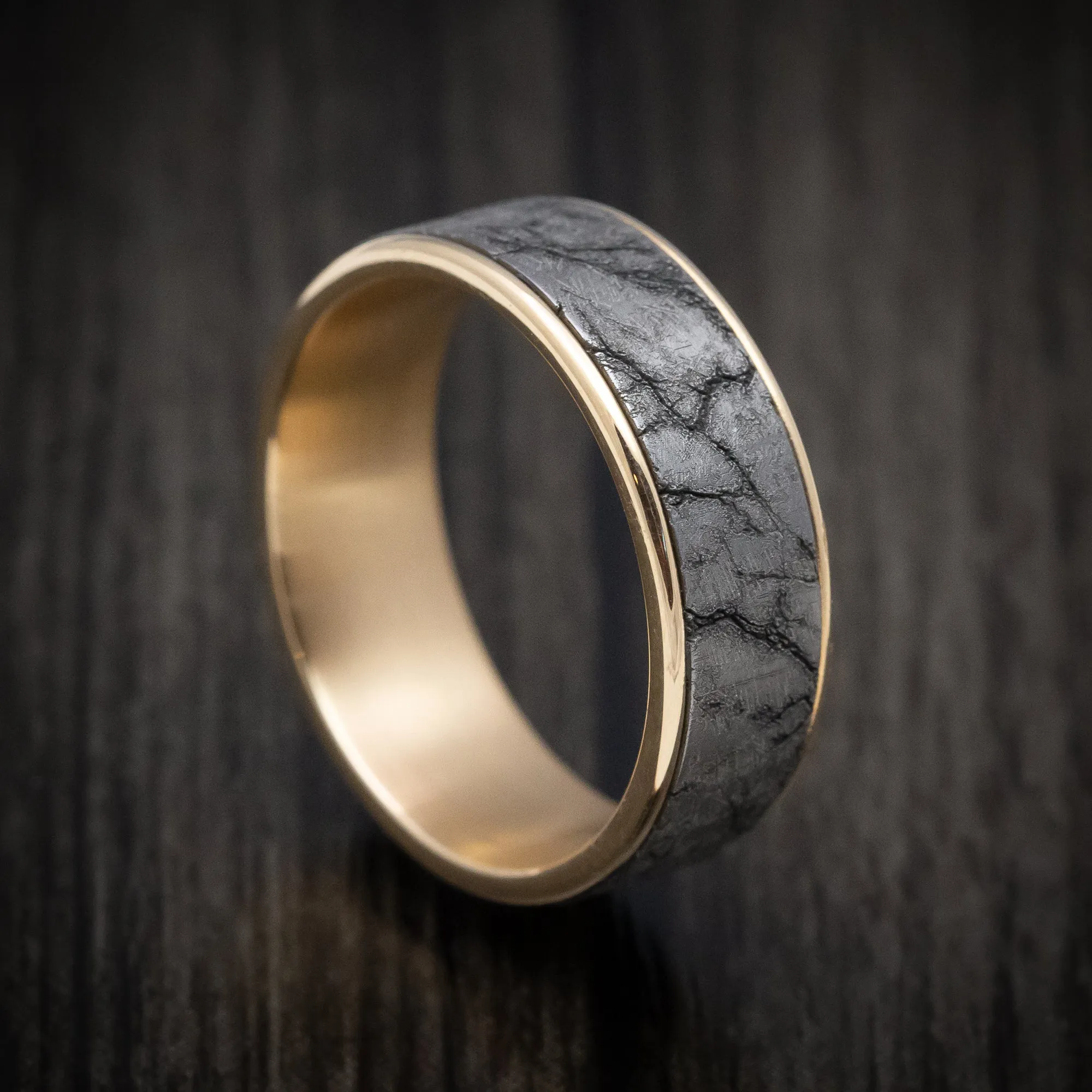 14K Gold and Tantalum Marble Texture Men's Ring