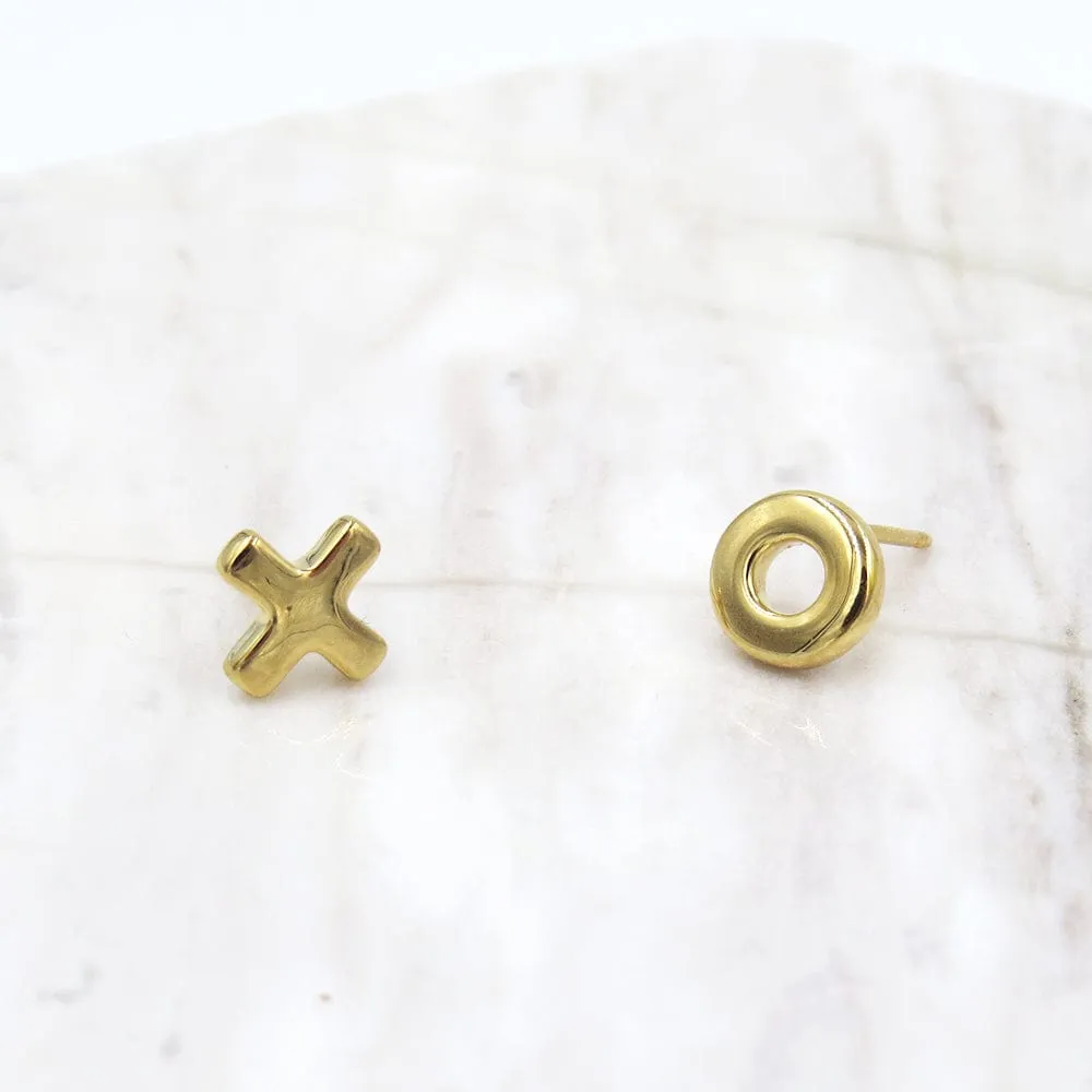 14k Gold Hug and Kiss Post Earrings