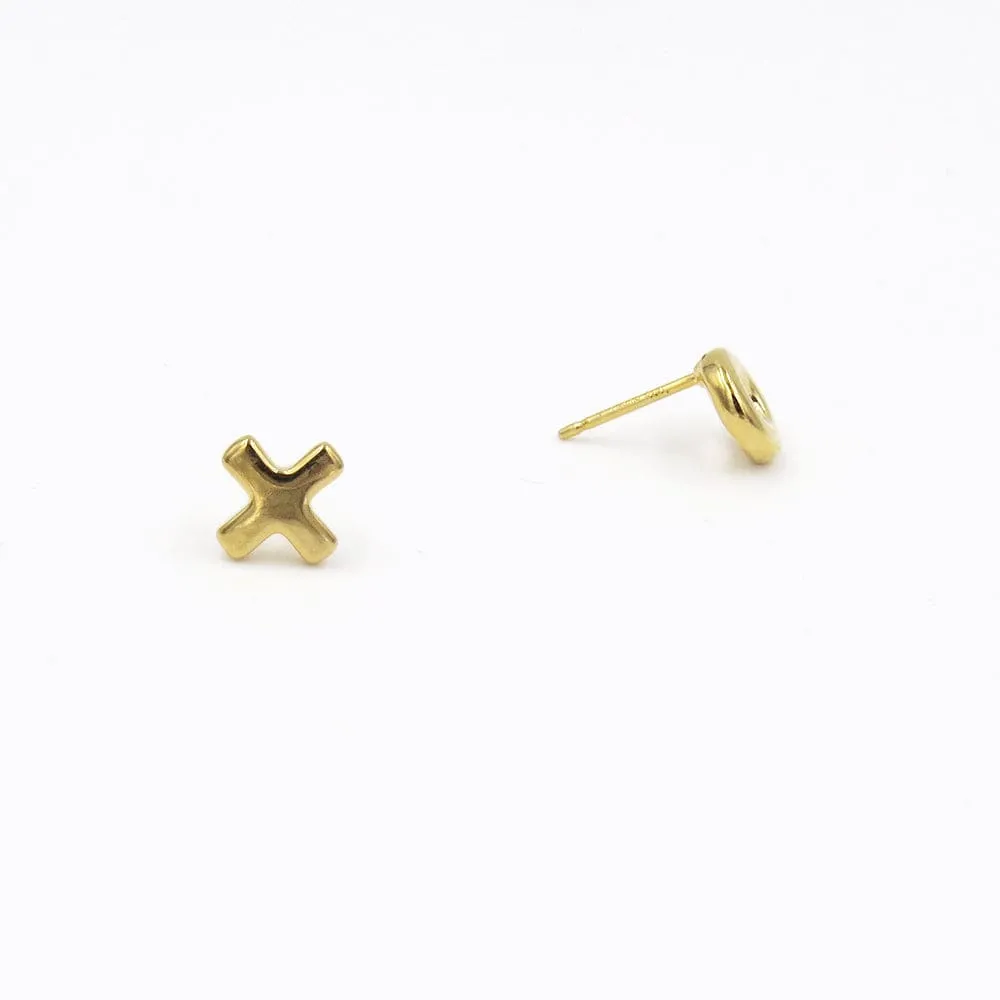 14k Gold Hug and Kiss Post Earrings