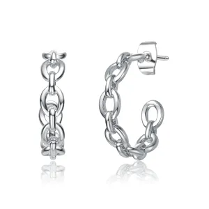 14k Gold Plated Sterling Silver Modern Chain Link C-hoop Earrings