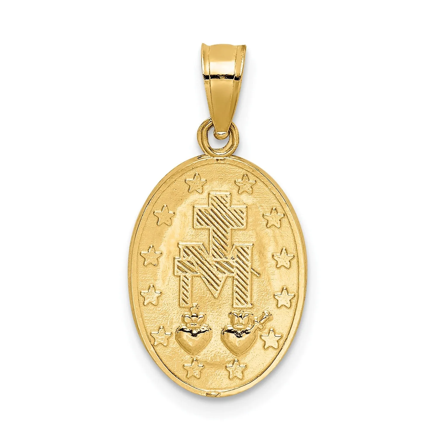 14k Real Yellow Solid Gold High Polished Miraculous Charm Pendant, 17mm