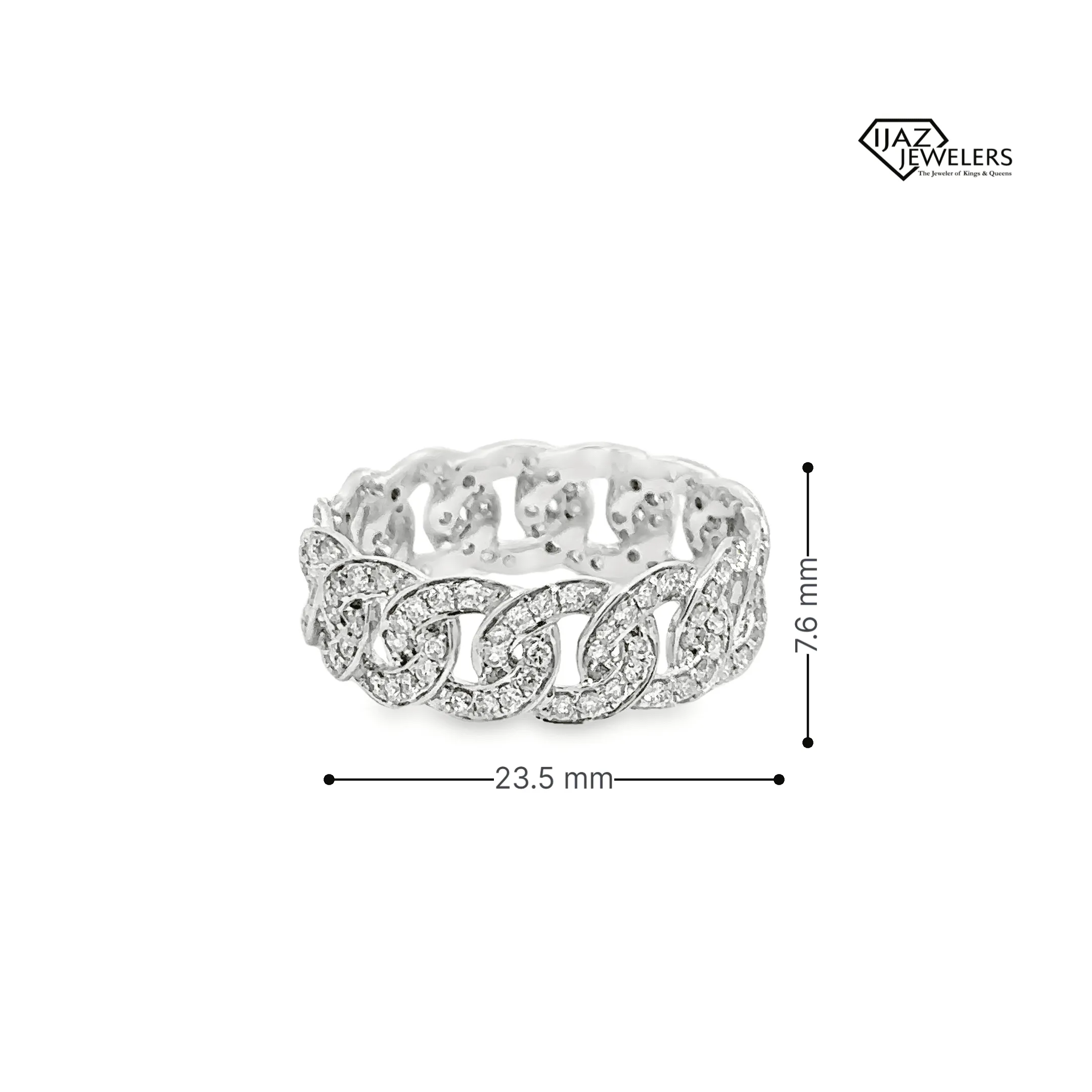 14K White Gold 1.20 CTW Diamond Cuban Band