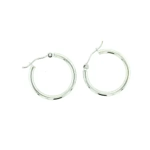 14K White Gold 2x25mm Polished Hoop Earrings