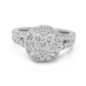 14K White Gold Women's Contemporary Diamond Engagement Ring with 1.89 TW Round Diamonds