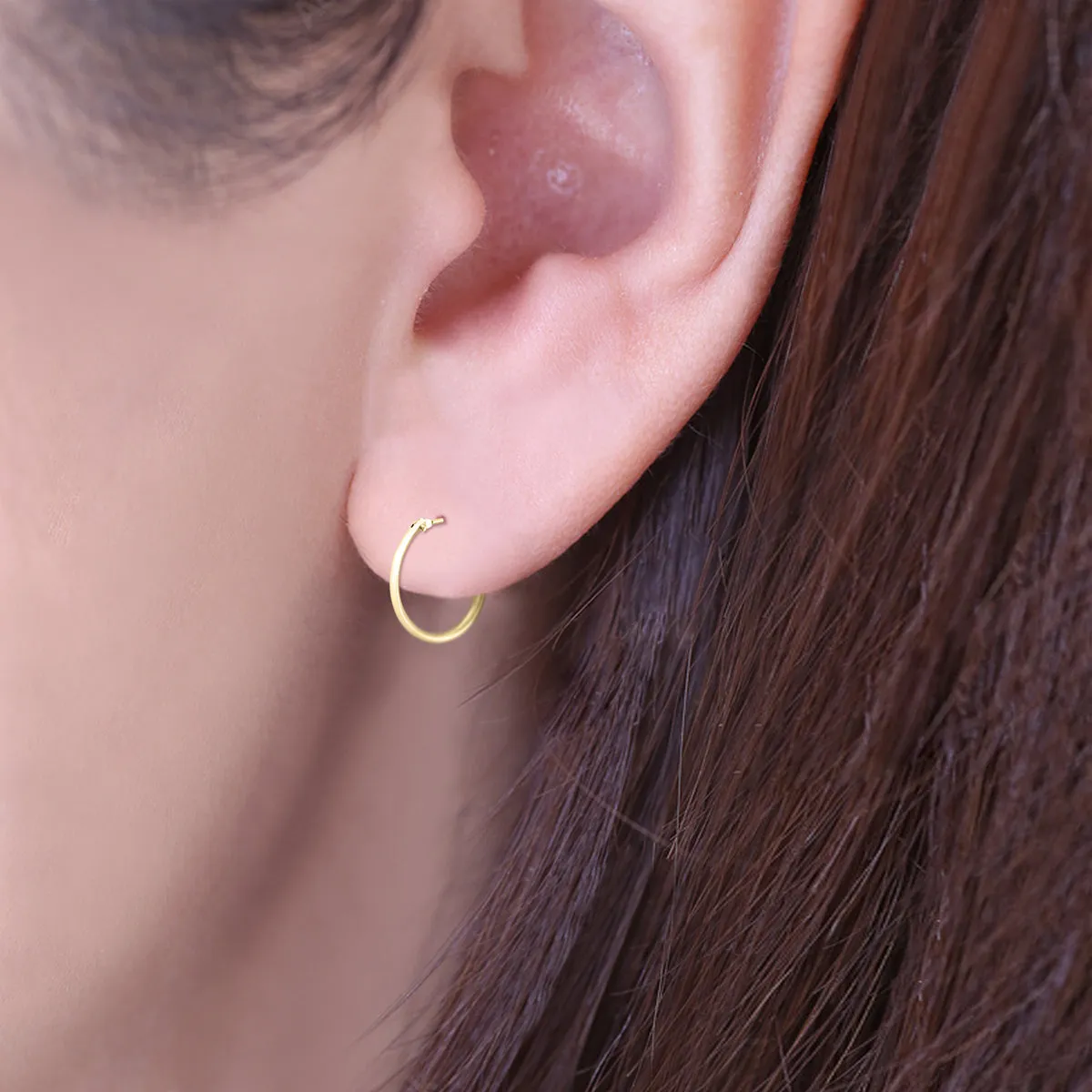 14K Yellow Gold 16Mm Hoop Earrings (1.5Mm Gauges)