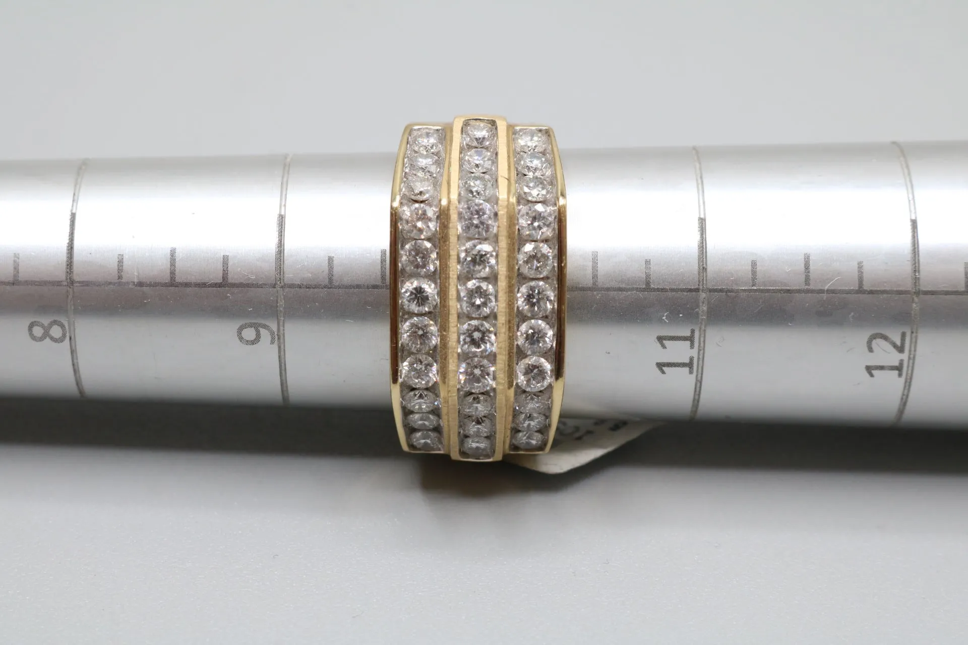 14K Yellow Gold 3 Layer Channel Diamond Ring (Size 10) (Local pick-up only)