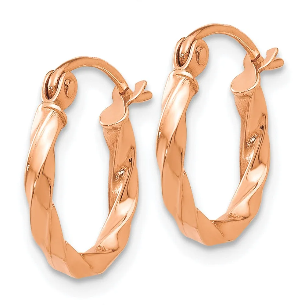 14KT Rose Gold 12X2MM Twist Hoop Earrings