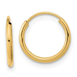 14KT Yellow Gold 12MM Endless Hoop Earrings