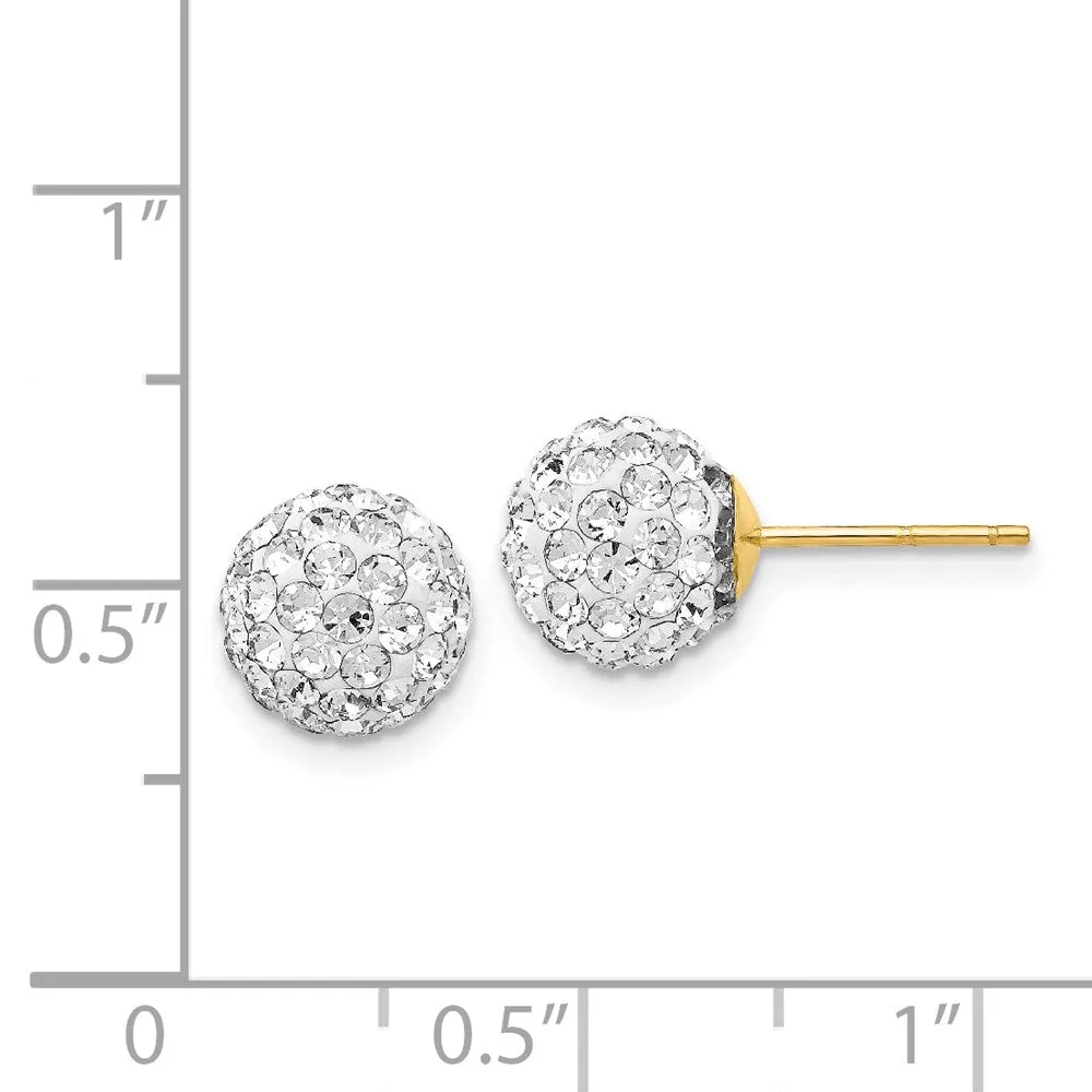 14KT Yellow Gold Crystal 8MM Ball Stud Earrings