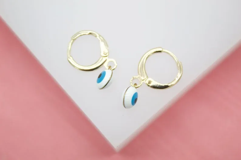 18K Gold Filled Evil Eye Drop Dangle Earrings