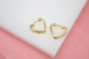 18K Gold Filled Heart Shaped Huggies Wrap Earrings With Moon and Star holes