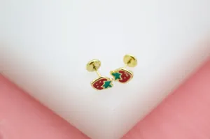 18K Gold Filled Strawberry Stud Earrings