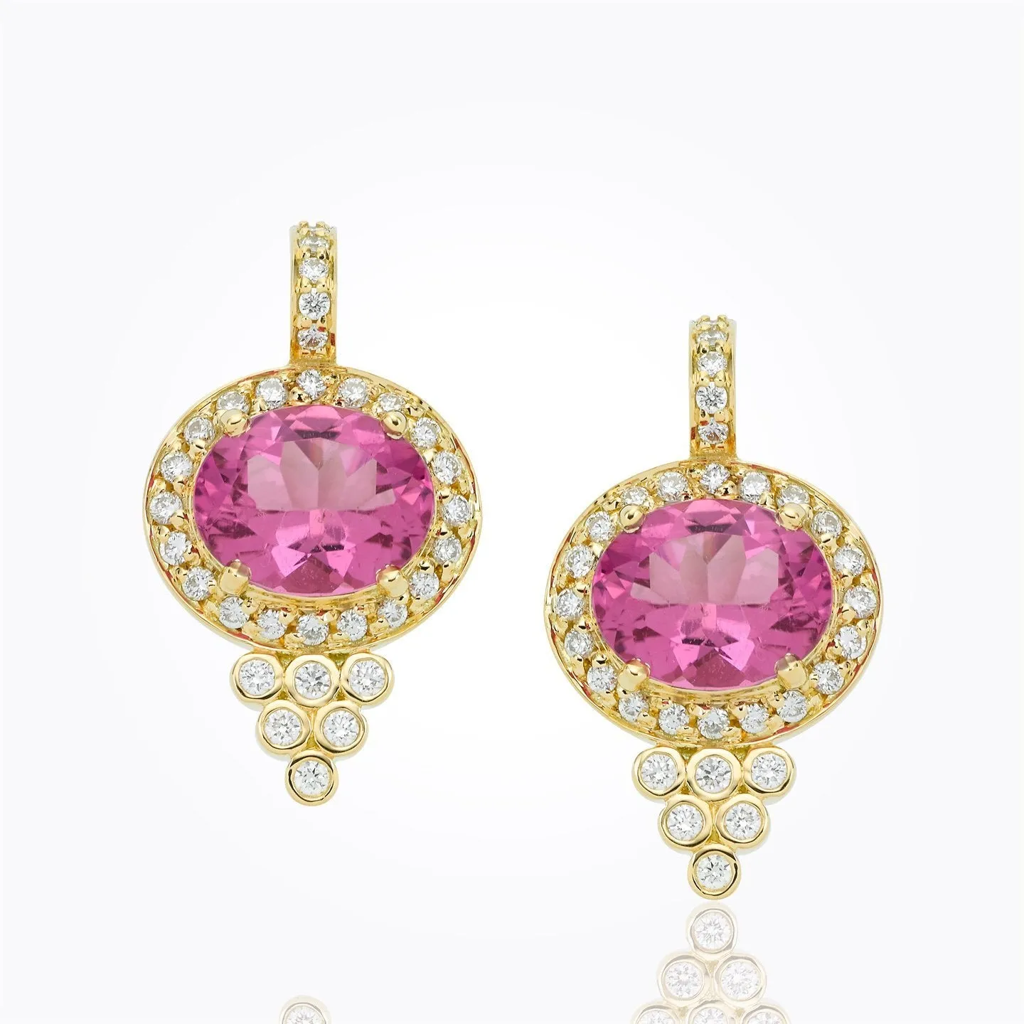 18K Pavé Halo Pyramid Earrings