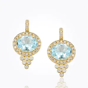 18K Pavé Halo Pyramid Earrings