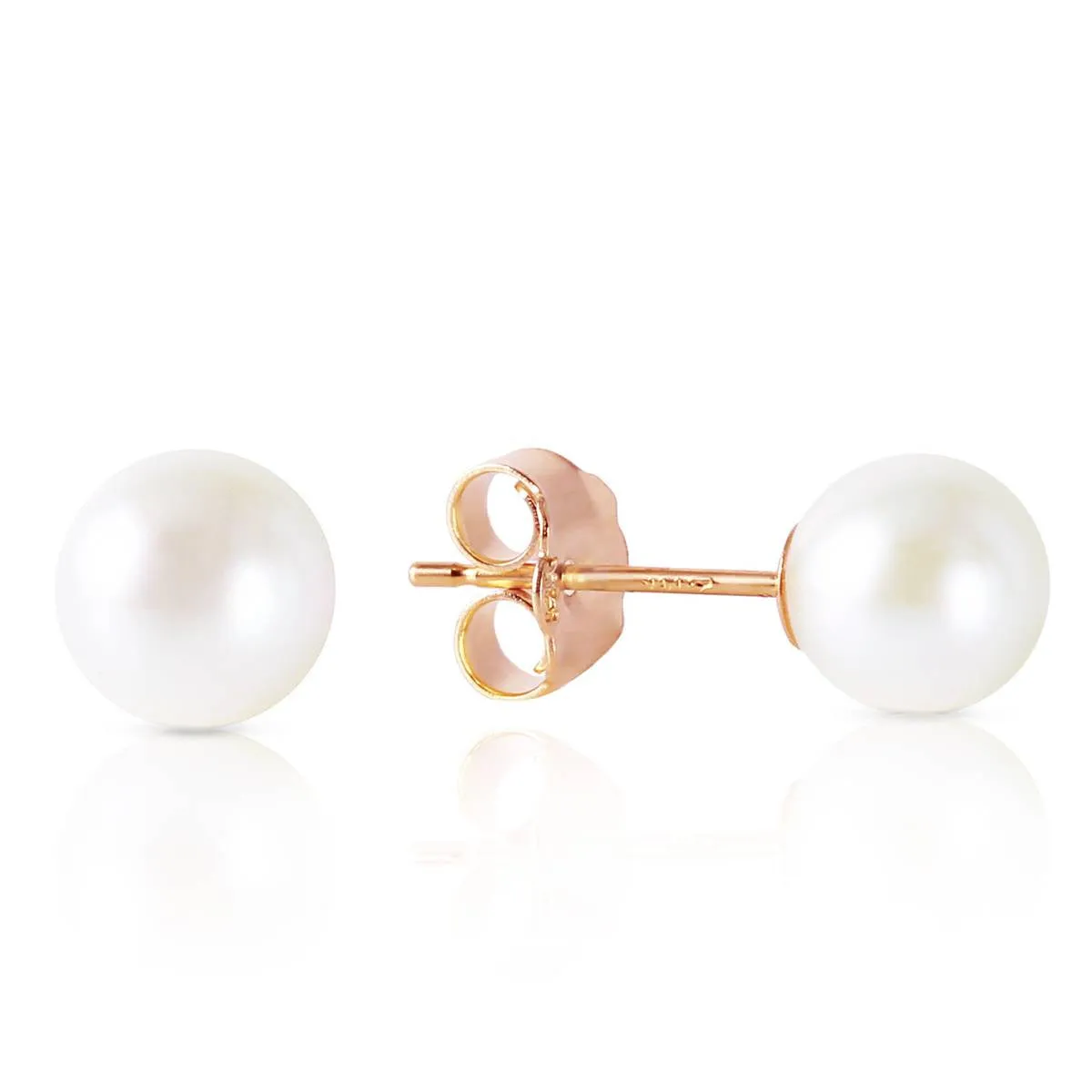 4 Carat 14K Solid Rose Gold Stud Earrings Natural Pearl