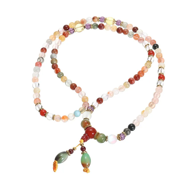 5MM Crystal Agate Fu Lu Shou Colorful Bead Bracelet