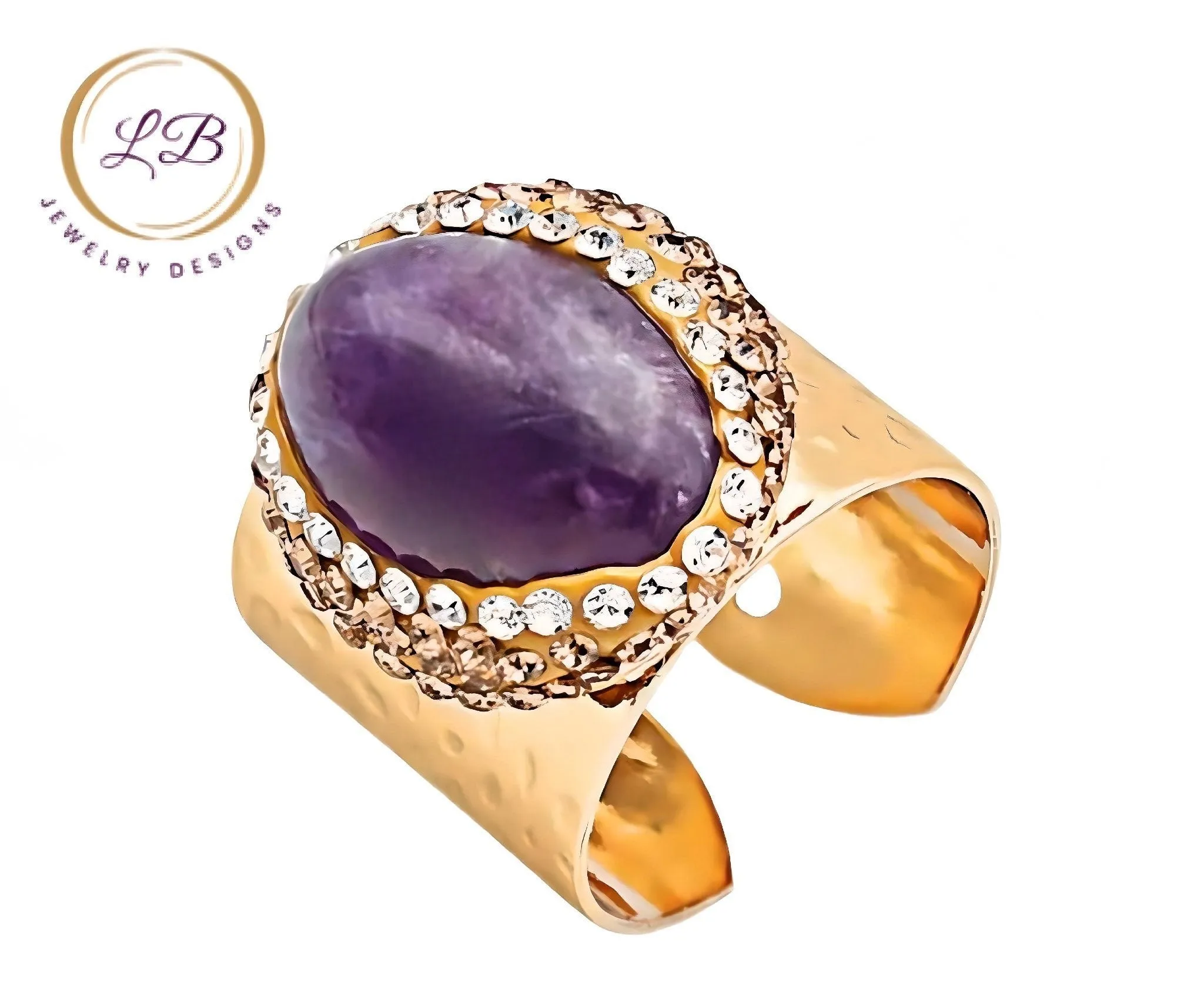 Amethyst Adjustable Gold Cigar Ring