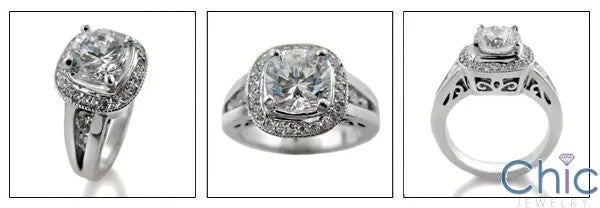 Anniversary Round 1.25 Center Pave Halo Cubic Zirconia Cz Ring