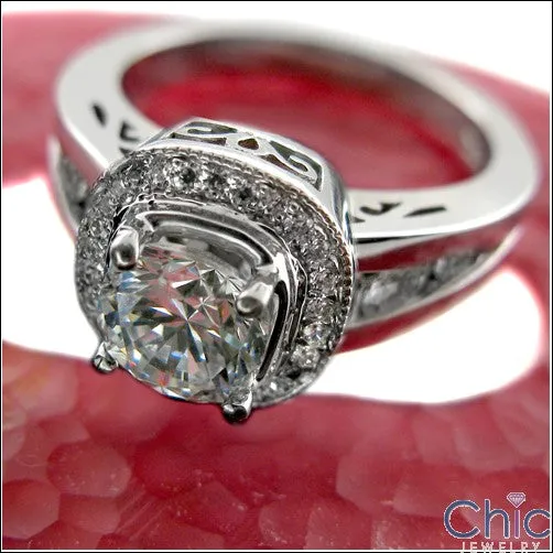 Anniversary Round 1.25 Center Pave Halo Cubic Zirconia Cz Ring