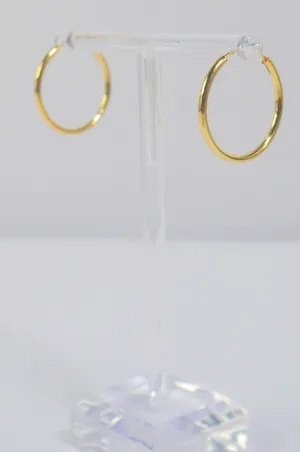 Basic & Fab .8" Hoops Gold Plated Sterling Silver Earrings