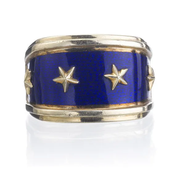 Blue Enamel Gold Ring