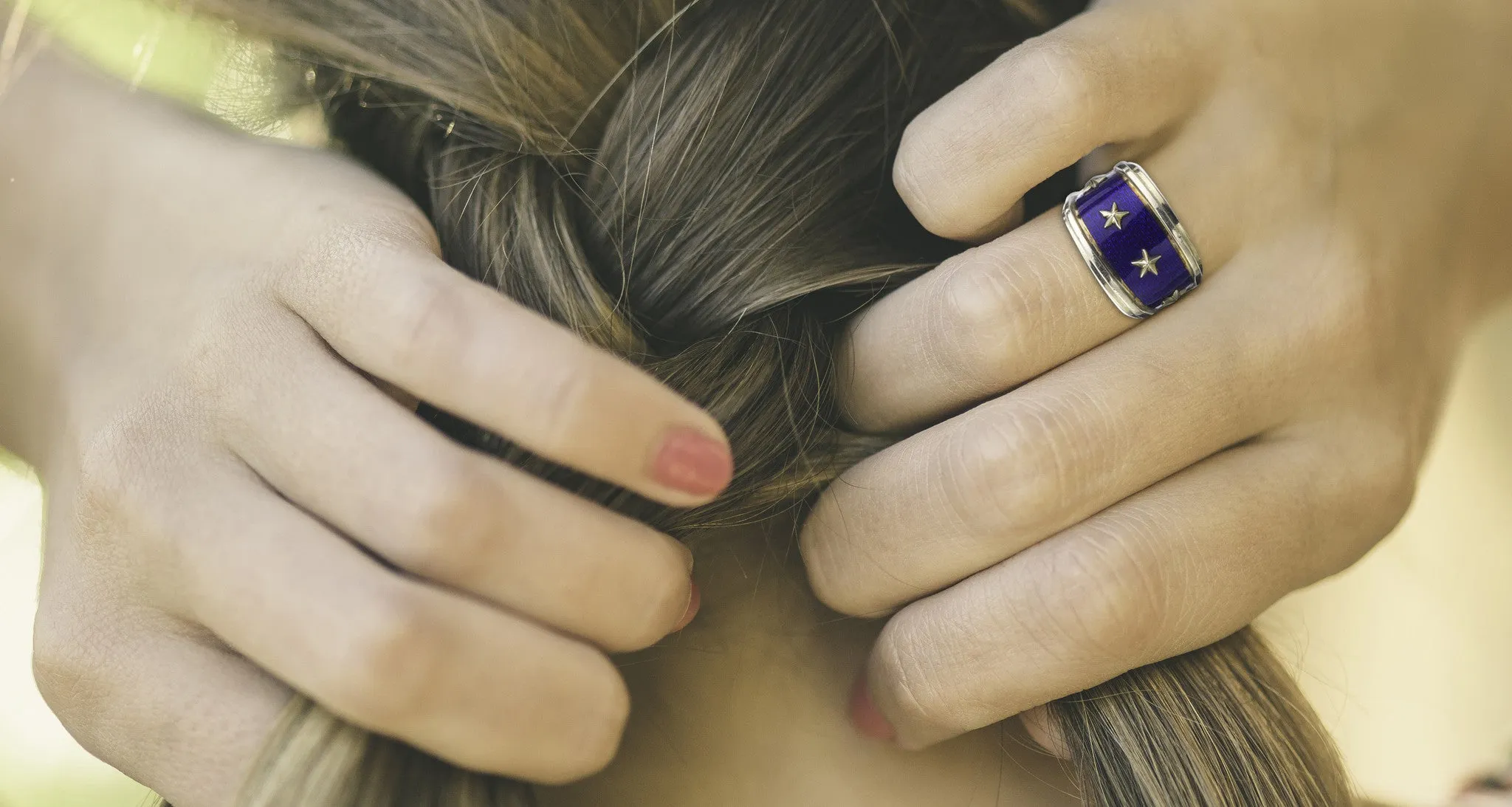 Blue Enamel Gold Ring