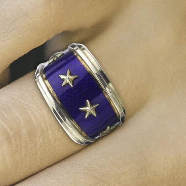 Blue Enamel Gold Ring