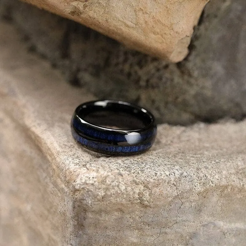 Blue Maple Inlay Men's Tungsten Wedding Band