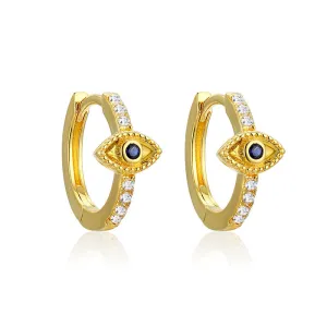 Blue Zircon Devil's Eye Silver Hoop Earrings for Women