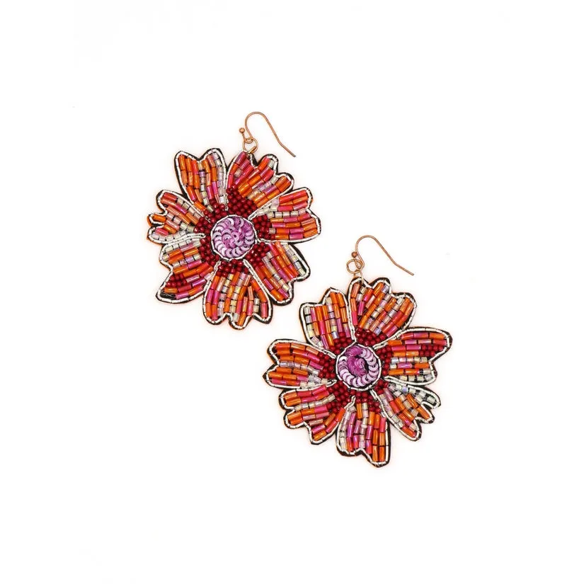 Bold Beaded Flower Earrings