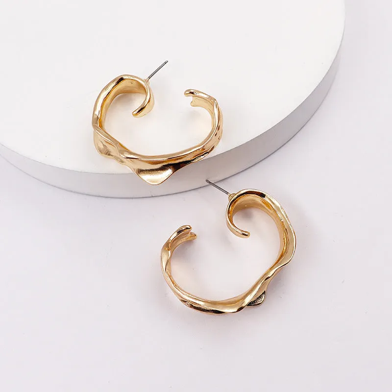 Bold Geometric Alloy Stud Earrings - Vienna Verve Collection