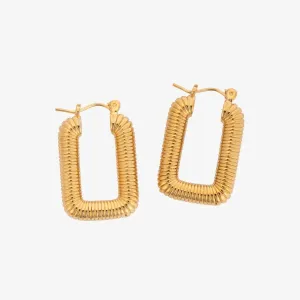 Bold Rectangular Gold Hoop Earrings