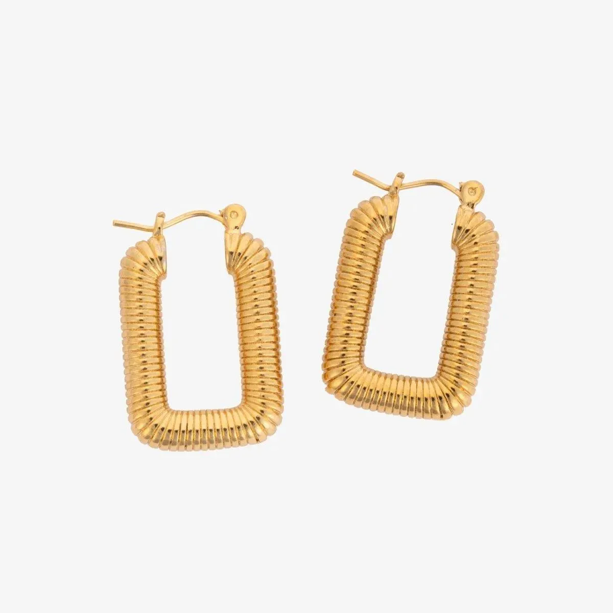 Bold Rectangular Gold Hoop Earrings