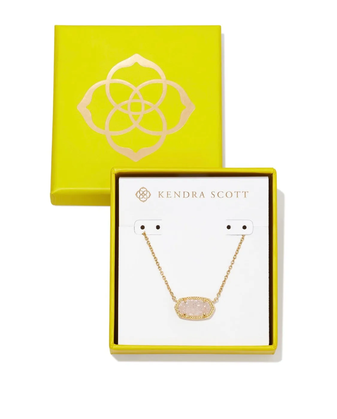 Boxed Elisa Gold Pendant Necklace in Iridescent Drusy