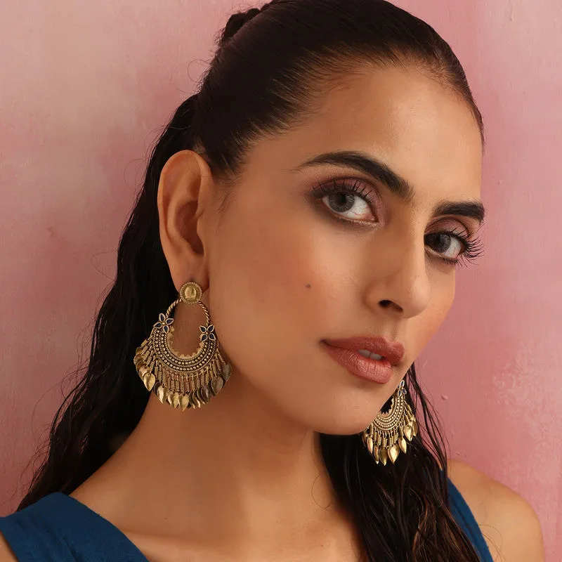 Brass Chandelier Earrings for Women | Tasseled