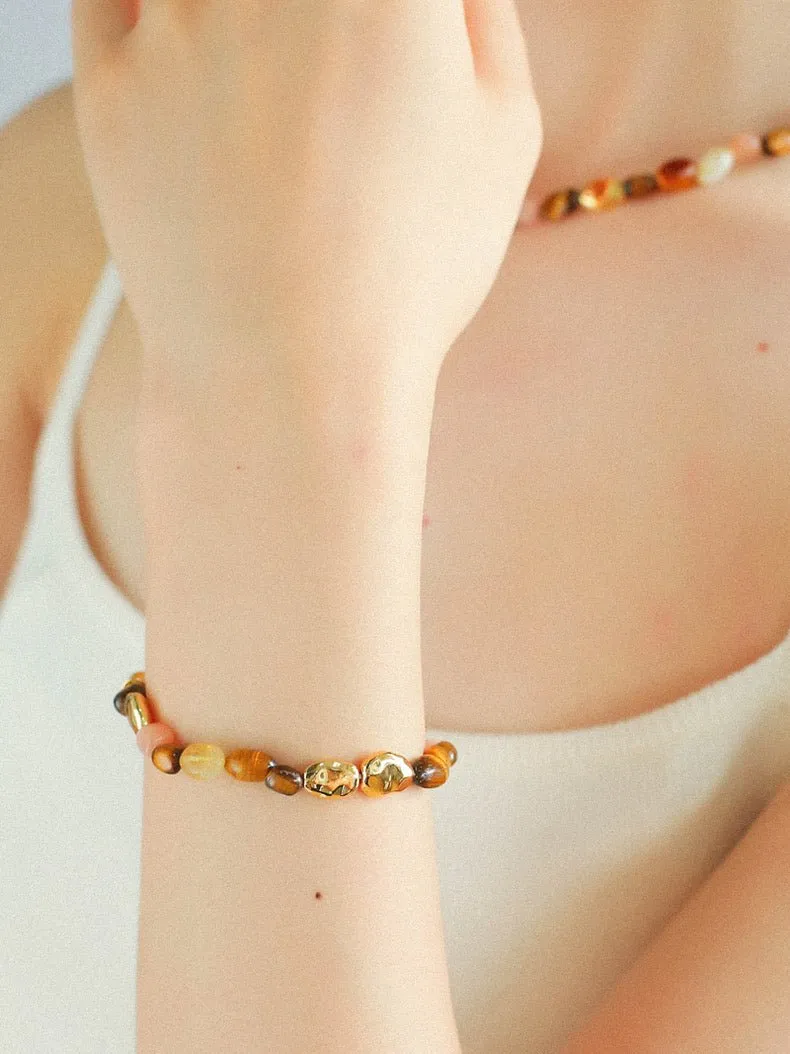 Caramel Summer Colorful Gemstone Beaded Bracelet