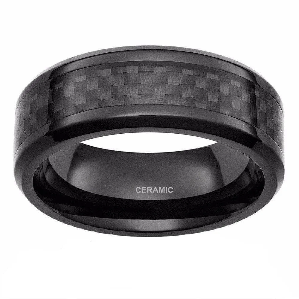 Carbon Fiber Men's Ceramic Wedding Band