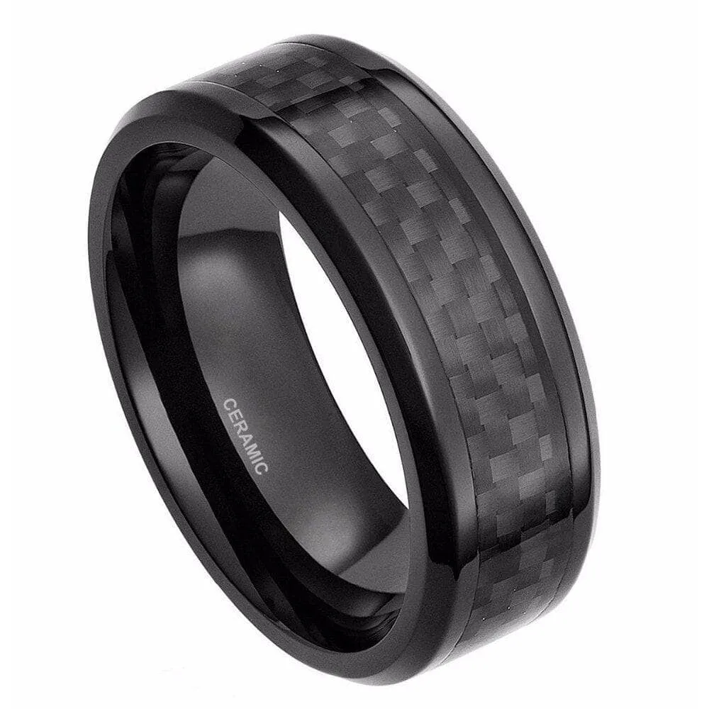 Carbon Fiber Men's Ceramic Wedding Band