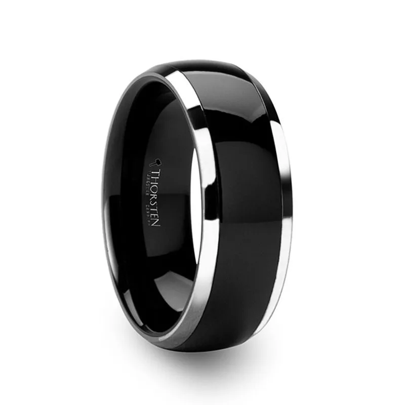 CARRERA | Black Ceramic Ring, Silver Edges, Beveled