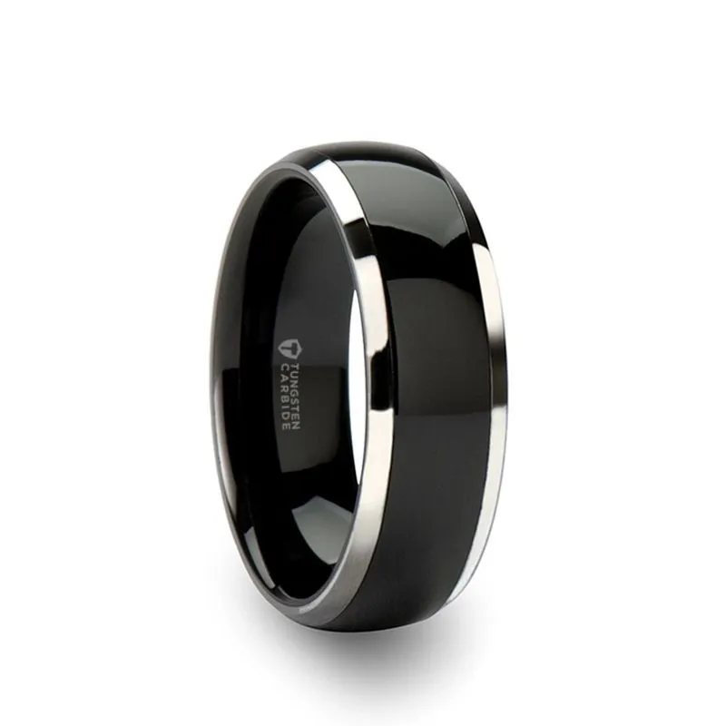 CARRERA | Black Ceramic Ring, Silver Edges, Beveled